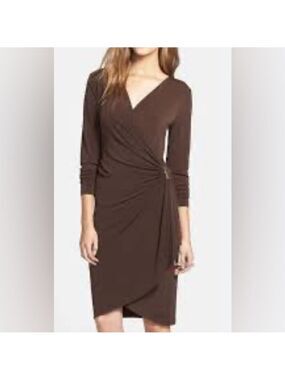 Velvet brand Brown Wrap Style Dress. Small